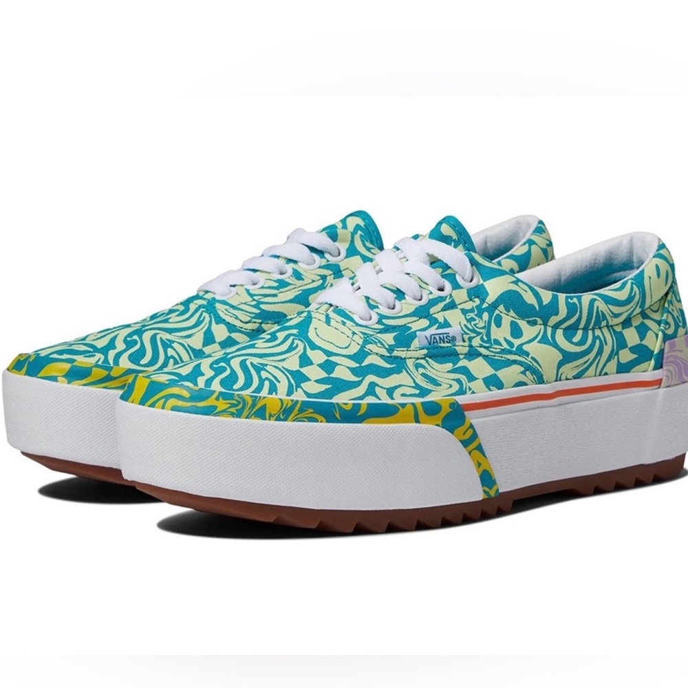 VANS | Era Stacked Wavy Daze Tile Blue Platform Sneakers